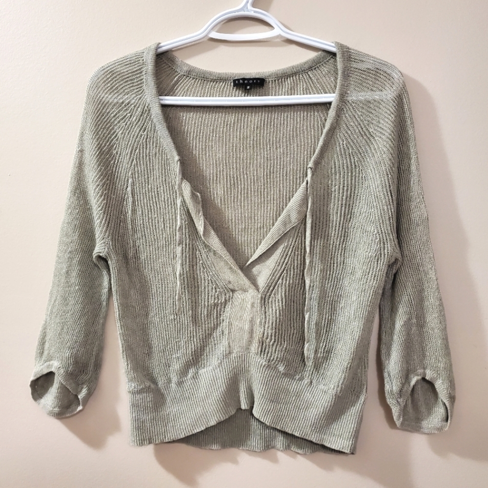 Theory - Calida Glint linen knit top - Size 2